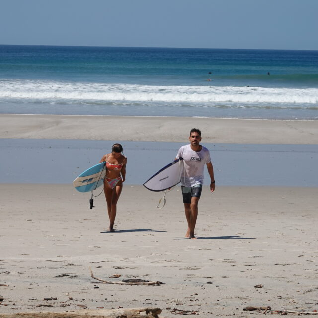 Surfing at Santa Teresa beach